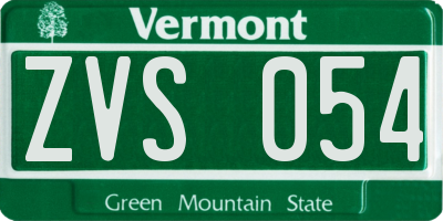 VT license plate ZVS054
