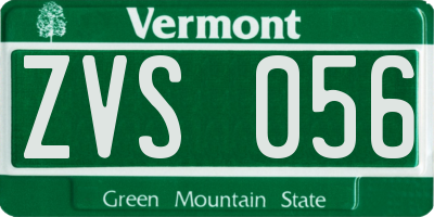 VT license plate ZVS056