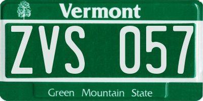 VT license plate ZVS057