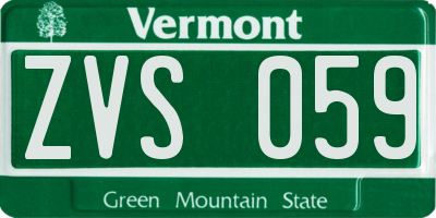 VT license plate ZVS059