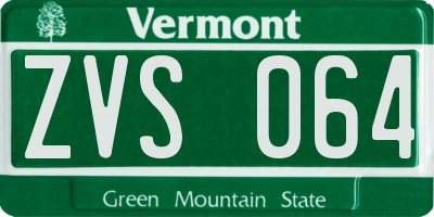 VT license plate ZVS064
