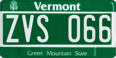 VT license plate ZVS066