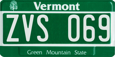 VT license plate ZVS069