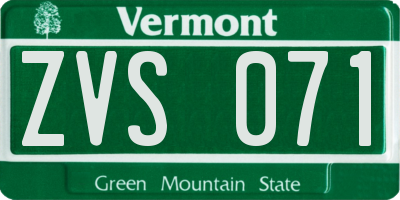 VT license plate ZVS071