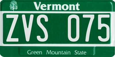 VT license plate ZVS075