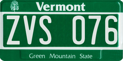 VT license plate ZVS076