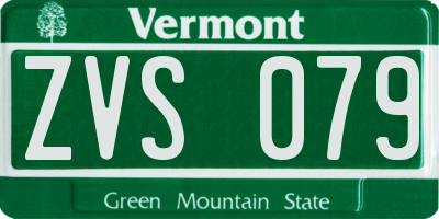 VT license plate ZVS079