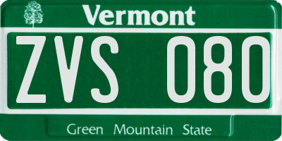 VT license plate ZVS080