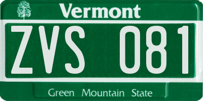 VT license plate ZVS081