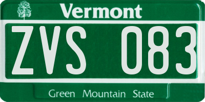 VT license plate ZVS083