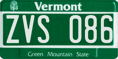VT license plate ZVS086