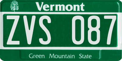 VT license plate ZVS087