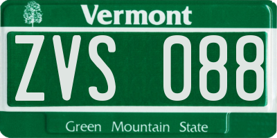 VT license plate ZVS088
