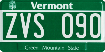 VT license plate ZVS090