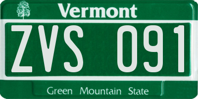 VT license plate ZVS091
