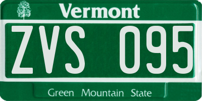 VT license plate ZVS095