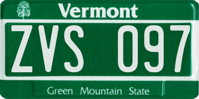 VT license plate ZVS097