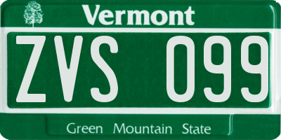 VT license plate ZVS099