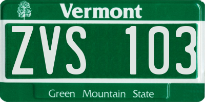 VT license plate ZVS103