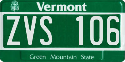 VT license plate ZVS106