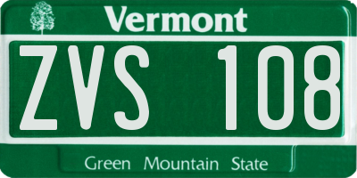 VT license plate ZVS108