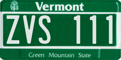 VT license plate ZVS111