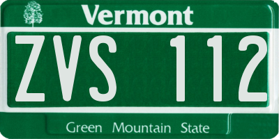 VT license plate ZVS112