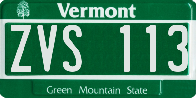 VT license plate ZVS113