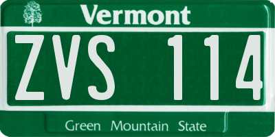 VT license plate ZVS114