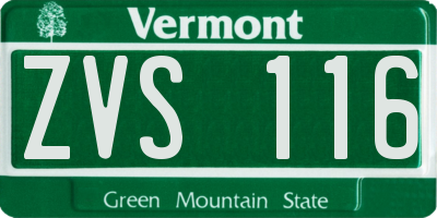 VT license plate ZVS116