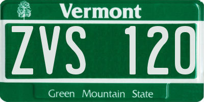 VT license plate ZVS120