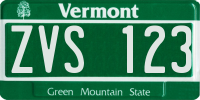 VT license plate ZVS123