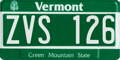 VT license plate ZVS126