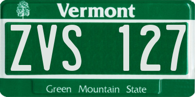 VT license plate ZVS127