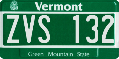 VT license plate ZVS132