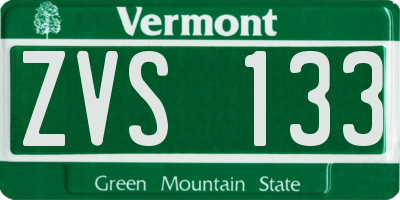 VT license plate ZVS133
