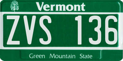 VT license plate ZVS136