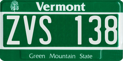 VT license plate ZVS138
