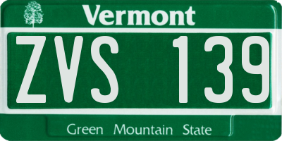 VT license plate ZVS139