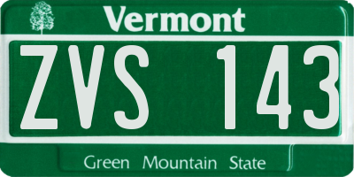 VT license plate ZVS143