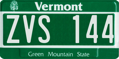 VT license plate ZVS144