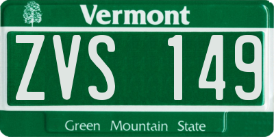 VT license plate ZVS149