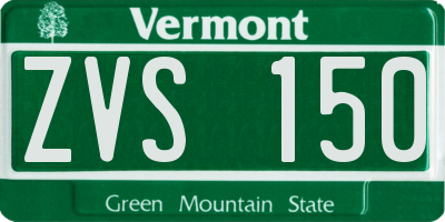 VT license plate ZVS150