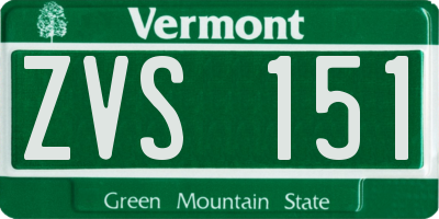 VT license plate ZVS151