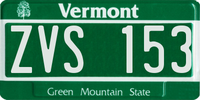 VT license plate ZVS153