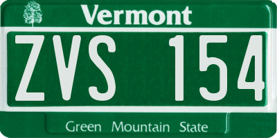 VT license plate ZVS154