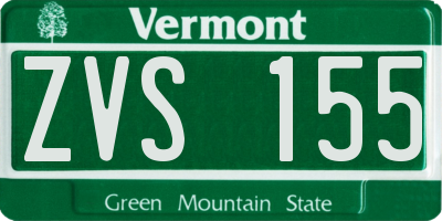 VT license plate ZVS155