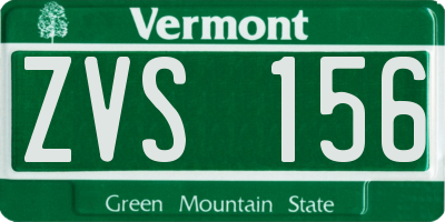 VT license plate ZVS156