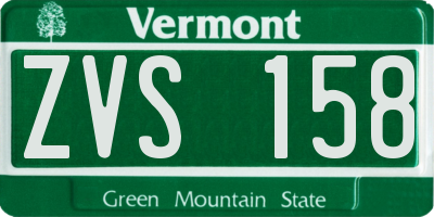 VT license plate ZVS158