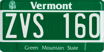 VT license plate ZVS160